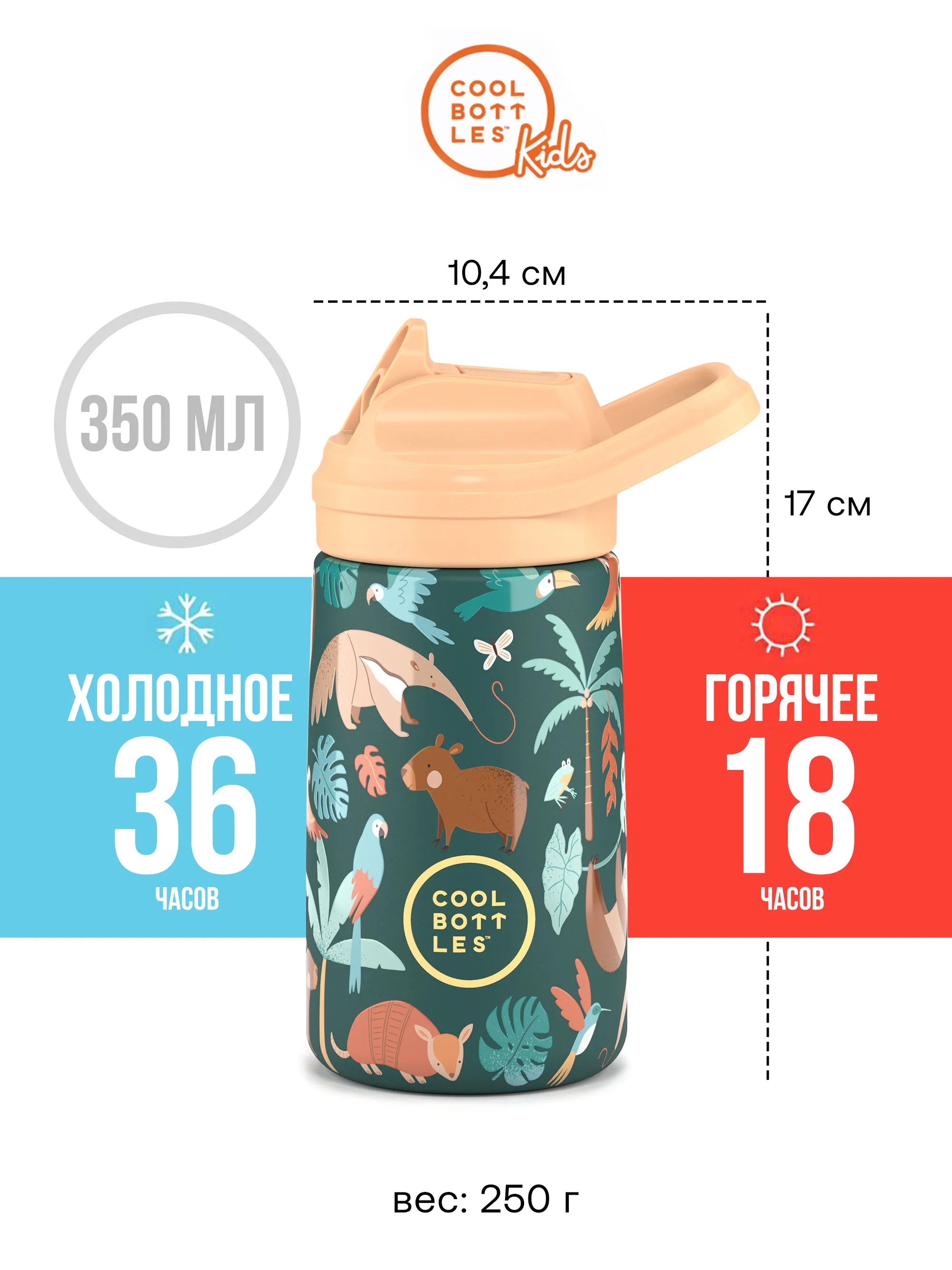 Термос-термобутылка Cool Bottles Kiddie Rainforest Refuge 350 мл