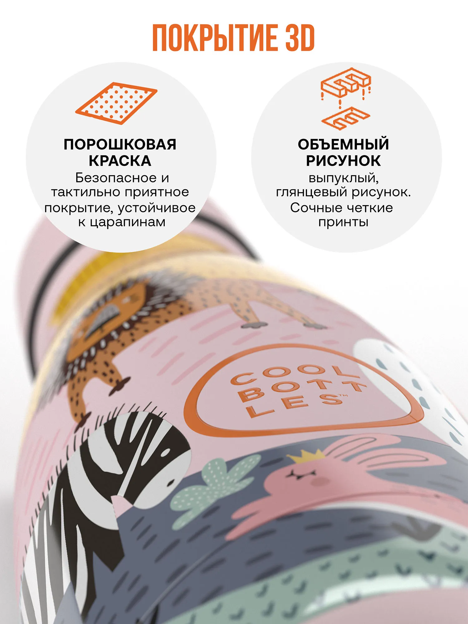 Термос–термобутылка Cool Bottles Kids серия Animals Savannah Kingdom 260мл