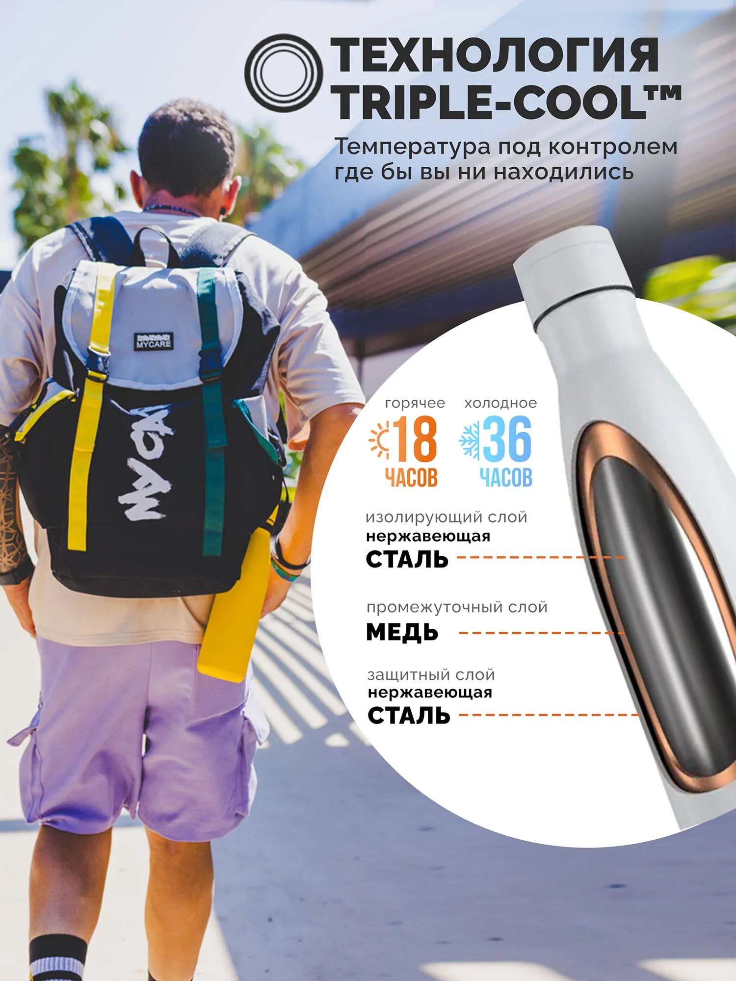 Термос–термобутылка Cool Bottles Vivid Yellow 750 мл CB750VIY