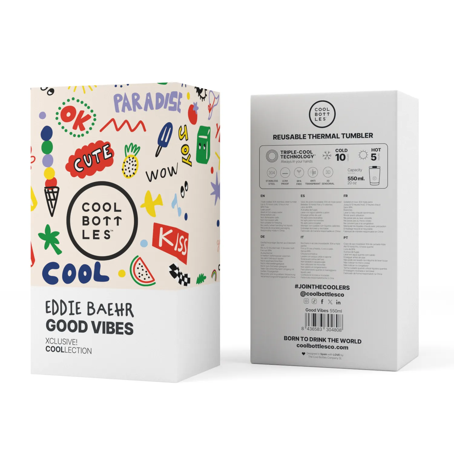 Термокружка Cool Bottles Tumbler Eddie Baehr Good Vibes 550 мл CBT55GVI