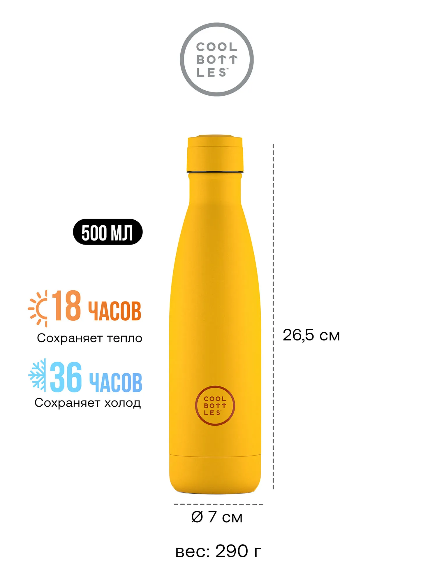 Термос-термобутылка Cool Bottles Vivid Yellow 500 мл
