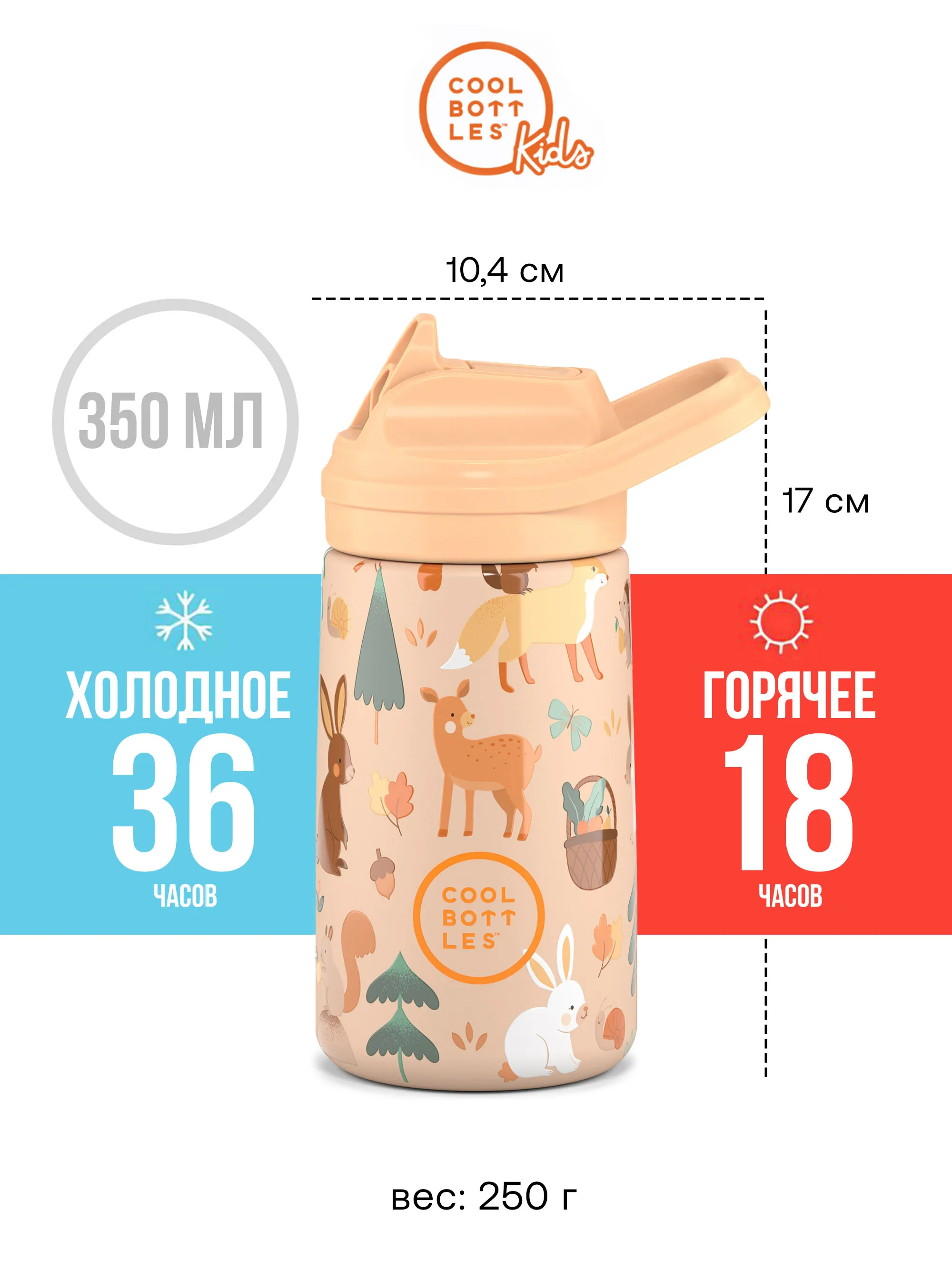 Термос-термобутылка Cool Bottles Kiddie Woodland Buddies 350 мл
