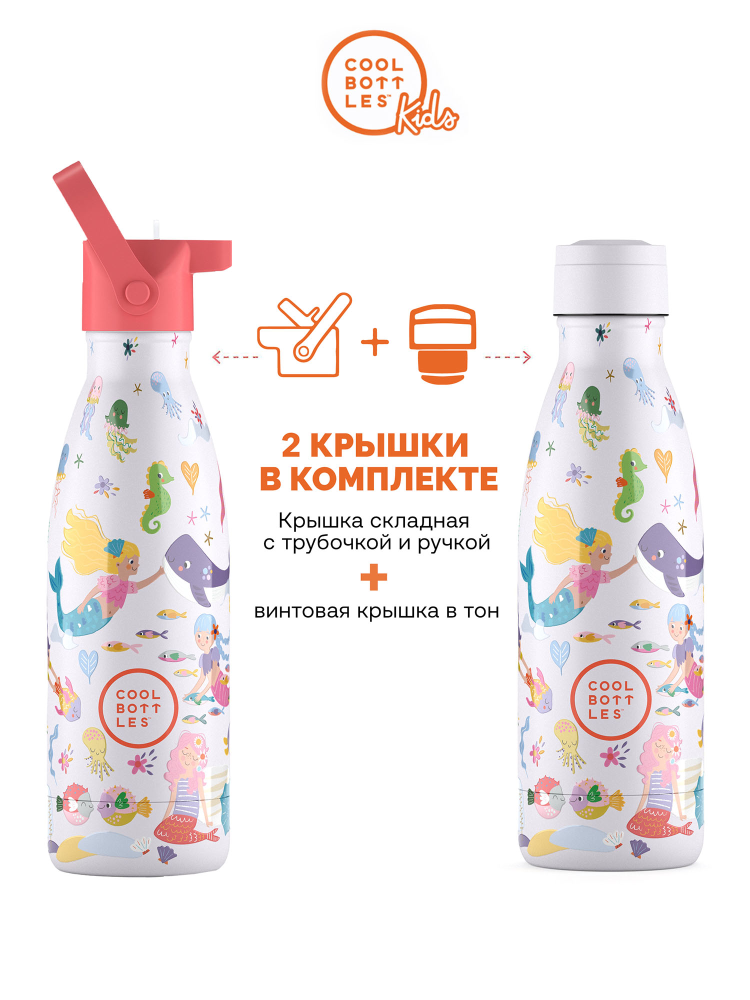 Термос–термобутылка Cool Bottles Kids серия Playland Sweet Mermaids 350 мл