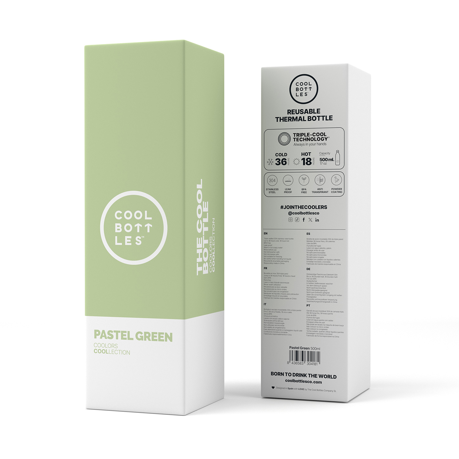 Термос-термобутылка Cool Bottles Pastel Green 500 мл CB500PAG