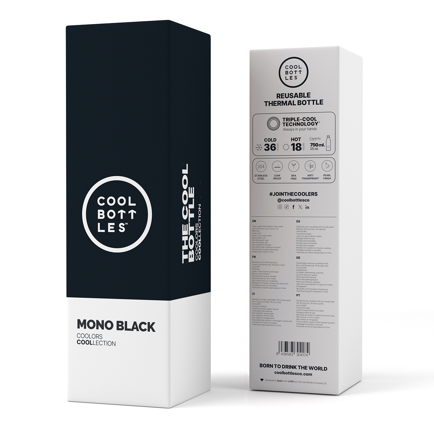 Термос–термобутылка Cool Bottles Mono Black 750 мл CB750MOB