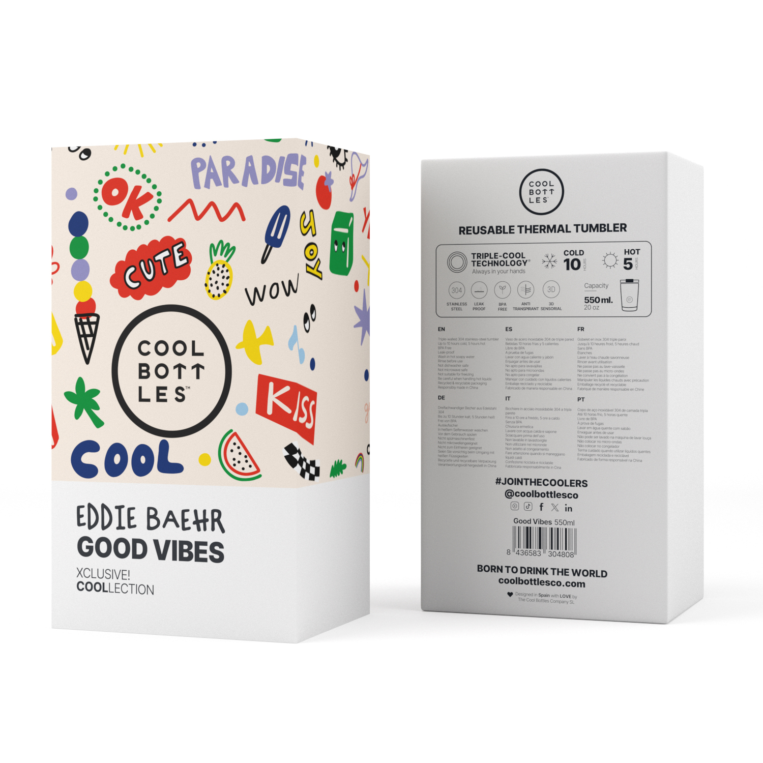 Термокружка Cool Bottles Tumbler Eddie Baehr Good Vibes 550 мл CBT55GVI