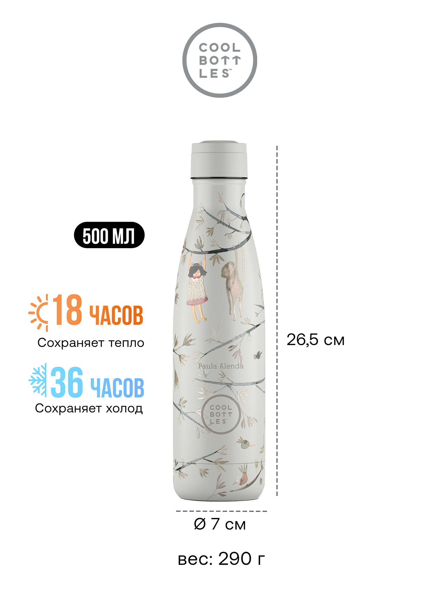 Термос-термобутылка Cool Bottles Paula Alenda Hanging Friends 500 мл