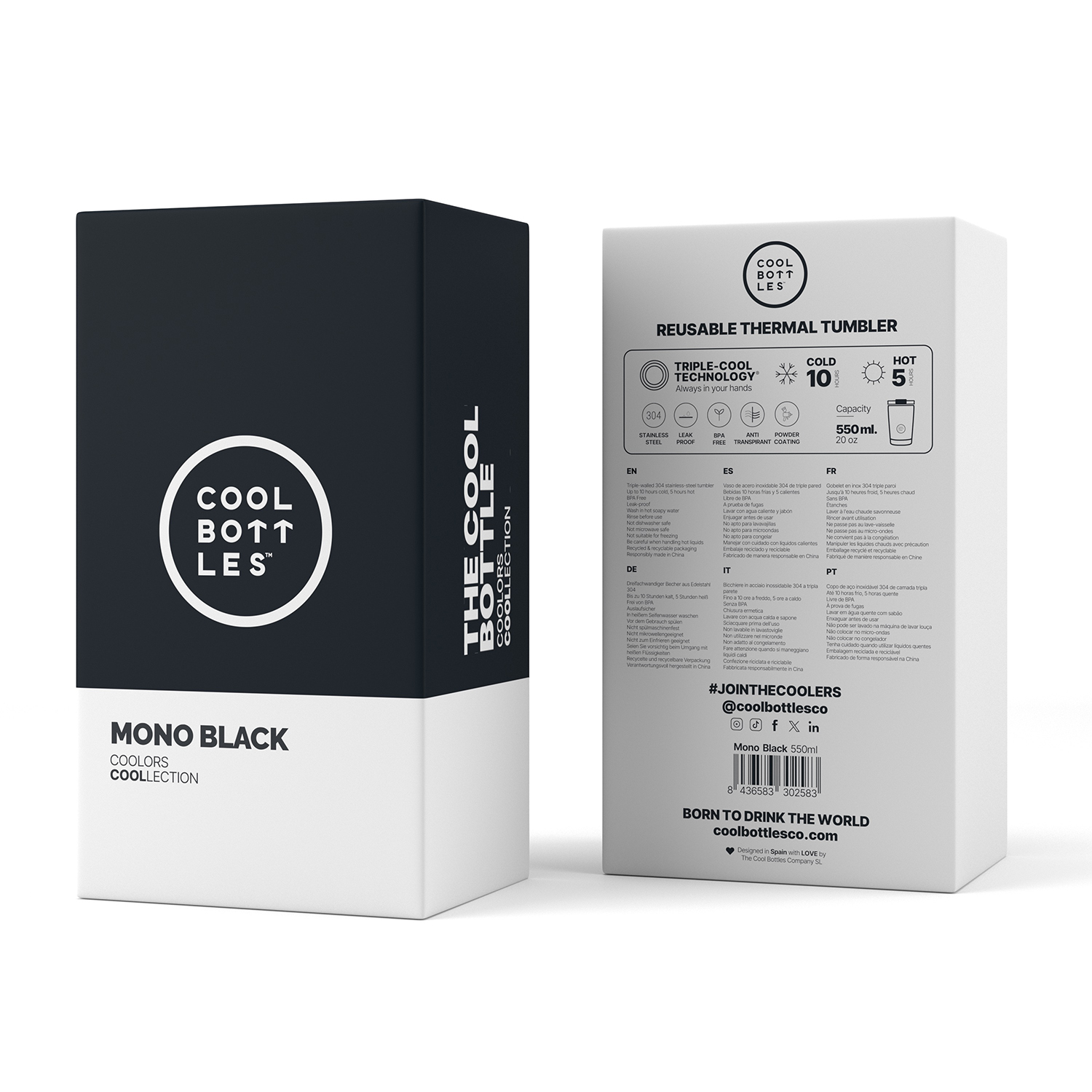 Термокружка Cool Bottles Tumbler Mono Black 550 мл CBT55MOB