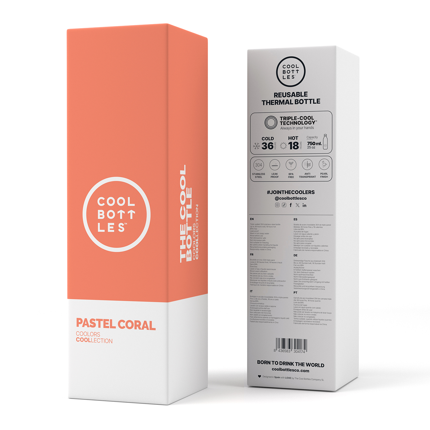 Термос–термобутылка Cool Bottles Pastel Coral 750 мл CB750PAC