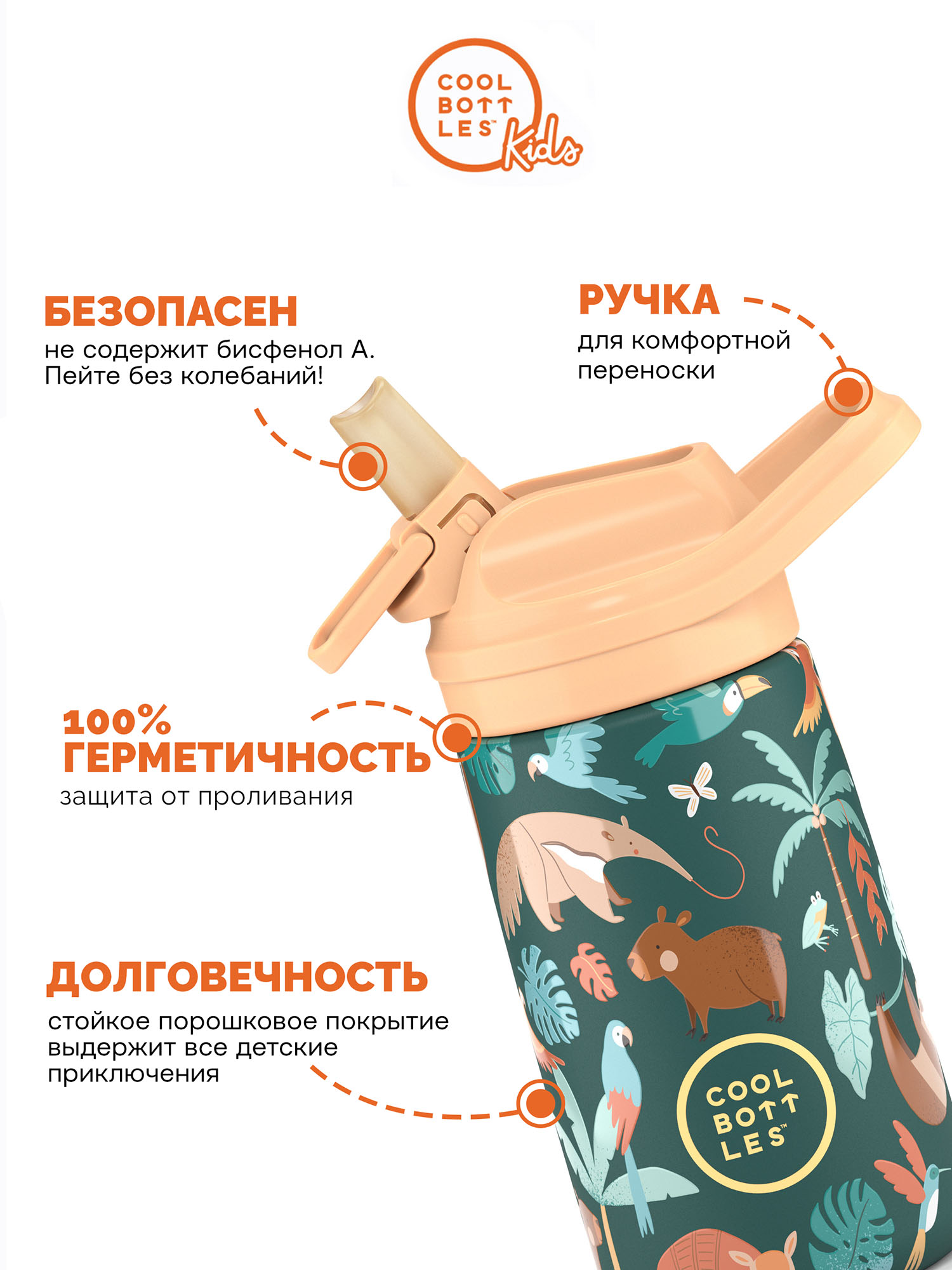 Термос-термобутылка Cool Bottles Kiddie Rainforest Refuge 350 мл