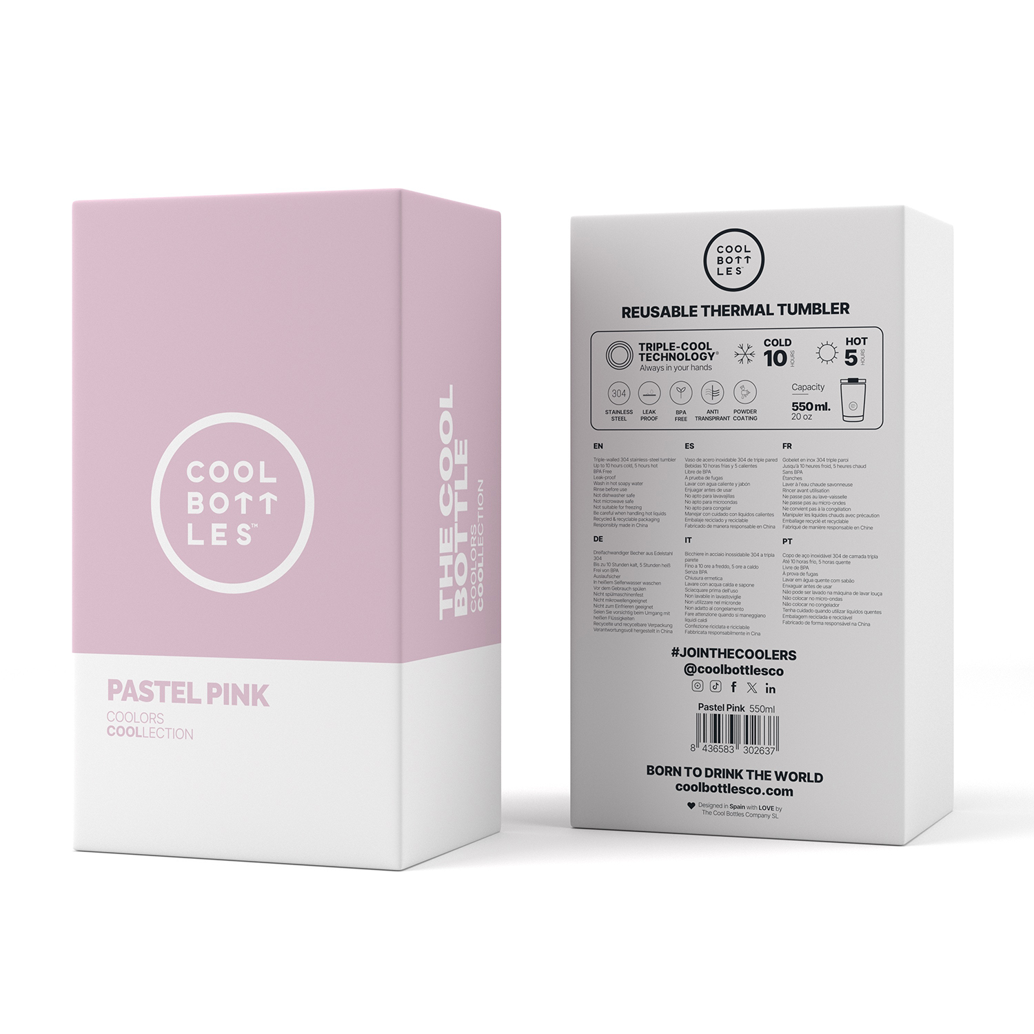 Термокружка Cool Bottles Tumbler Pastel Pink 550мл CBT55PAP